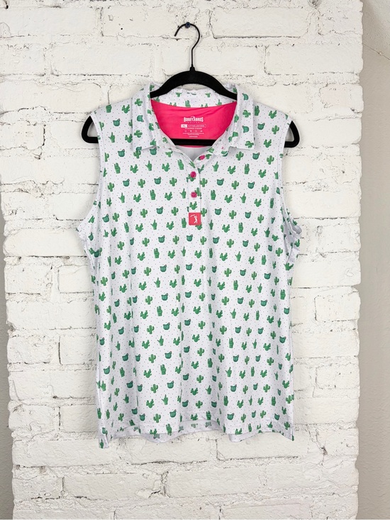 Bogey Bros Tops - Bogey Bros Cactus Prick-ly Pear Sleeveless Polo Golf Tank Top Womans XL